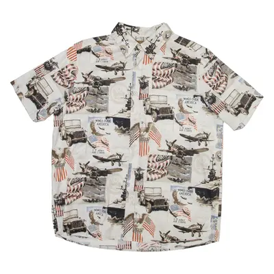CLEAR WATER Us Army Mens Shirt White Crazy Pattern M