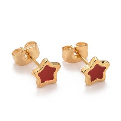 304 Stainless Steel Enamel Stud Earrings