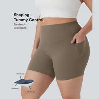 Halara Plus Size Halara UltraSculpt™ SoCinched High Waisted Tummy Control Shaping Training Biker Shorts 5'' with Side Pocke...