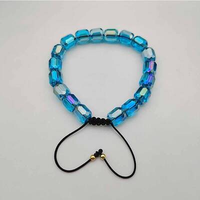 Adjustable Electroplated Faceted Cube Glass Braided Beaded Bracelets for Women Men