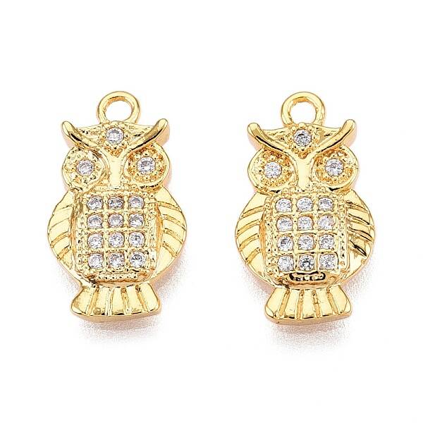 Brass Micro Pave Clear Cubic Zirconia Charms