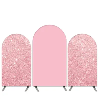 Aperturee Light Pink Glitter Theme Birthday Arch Backdrop Kit Banner | Custom Arched Covers | Diy Round Arch Backdrop | Round...