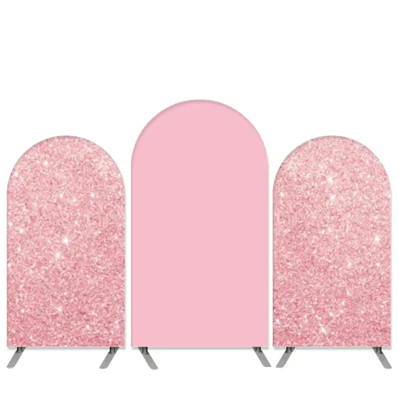 Aperturee Light Pink Glitter Theme Birthday Arch Backdrop Kit Banner | Custom Arched Covers | Diy Round Arch Backdrop | Round...