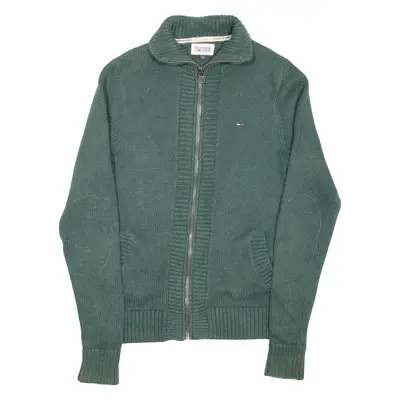 TOMMY HILFIGER Mens Jumper Green High Neck Chunky Knit S