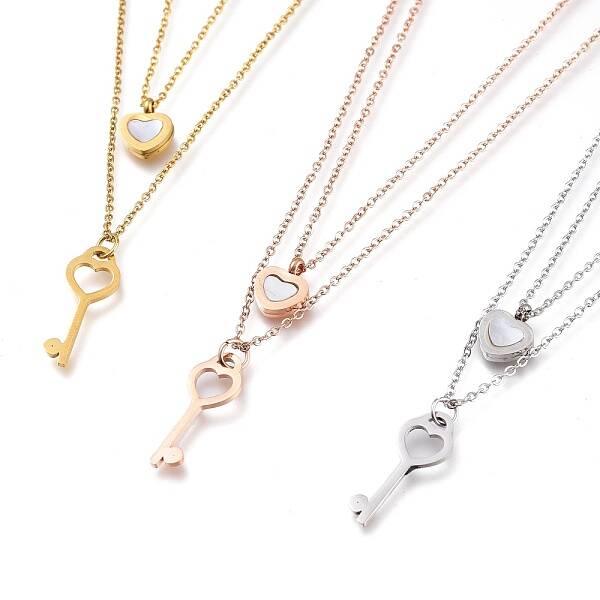 304 Stainless Steel Double Layer Necklaces