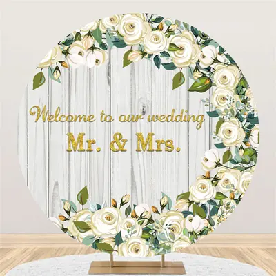 Aperturee Welcome To Our Wedding Flower Wedding Round Backdrop | Stage Rustic Wedding Backdrop | Happy Marriage Photo | Backd...