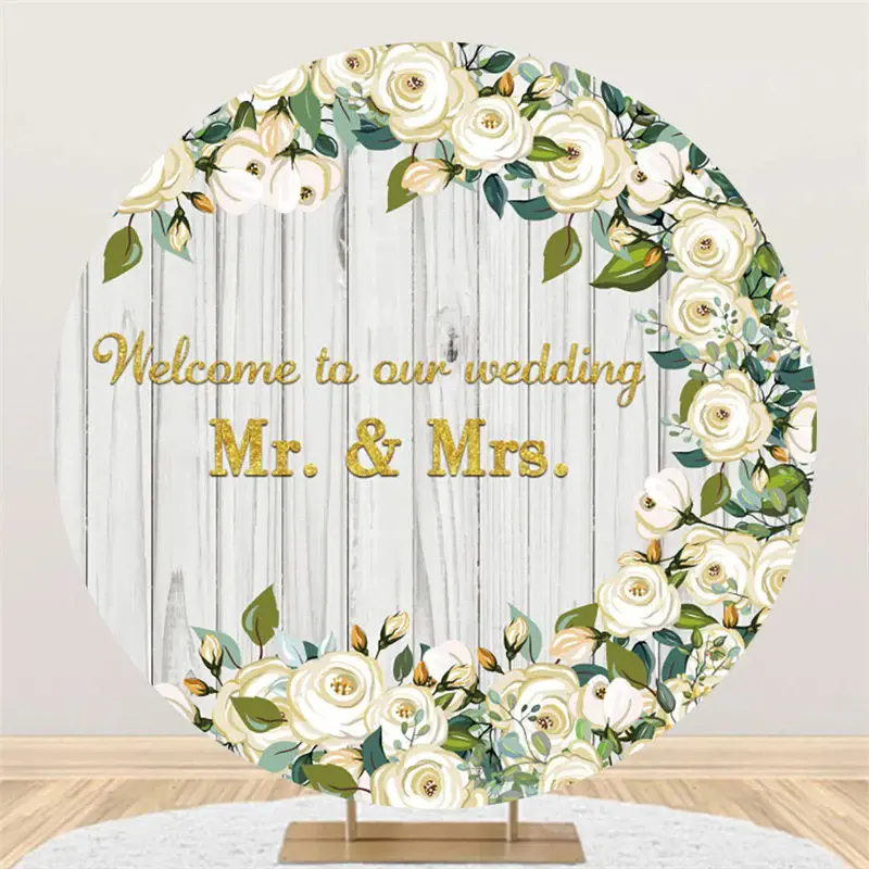 Aperturee Welcome To Our Wedding Flower Wedding Round Backdrop | Stage Rustic Wedding Backdrop | Happy Marriage Photo | Backd...