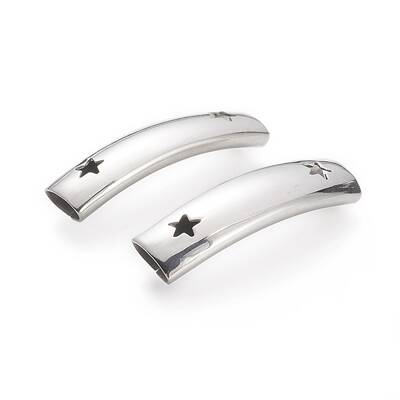 Non-Tarnish 201 Stainless Steel Curved Tube Beads