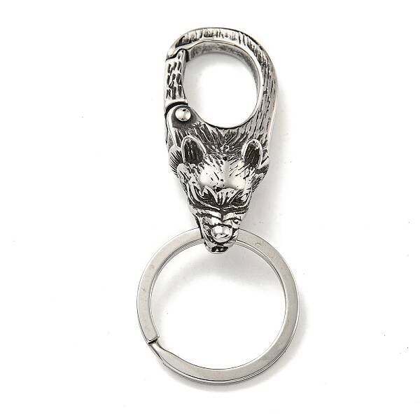 Tibetan Style 316 Surgical Stainless Steel Fittings with 304 Stainless Steel Key Ring