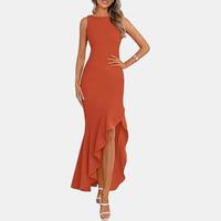 PRETTYGARDEN Women's Summer Bodycon Maxi Dress 2025 Sleeveless Ruffle Mermaid Cocktail Wedding Guest Formal Long Dresses in O...