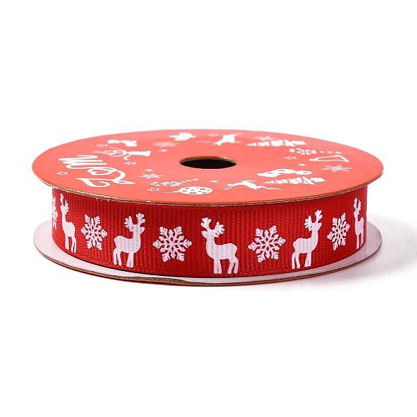 5 Yards Christmas Polyester Printed Grosgrain Ribbon