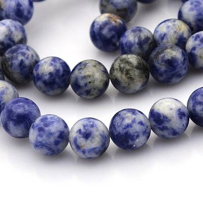 Natural Blue Spot Jasper Round Bead Strands