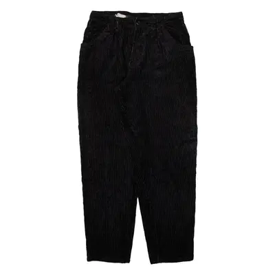 WALLEES Womens Corduroy Trousers Black Relaxed Tapered W27 L28
