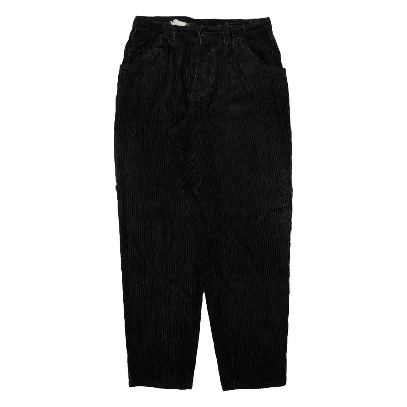 WALLEES Womens Corduroy Trousers Black Relaxed Tapered W27 L28