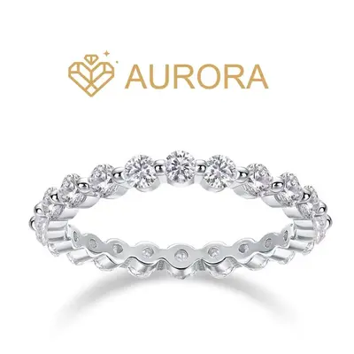 【#62 Honor】Moissanite Stackable band ring enhancer rings with 925 Sterling Silver Synthetic Moissanite