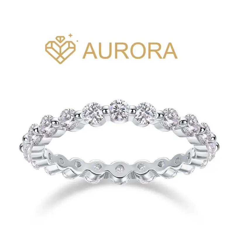 【#62 Honor】Moissanite Stackable band ring enhancer rings with 925 Sterling Silver Synthetic Moissanite