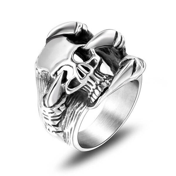 Stainless Steel Skull with Claw Finger Ring