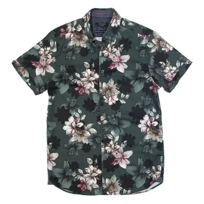 TED BAKER Mens Shirt Black Floral Short Sleeve S
