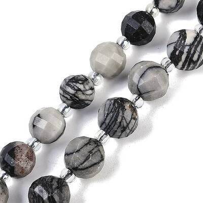 Natural Black Netstone Beads Strands