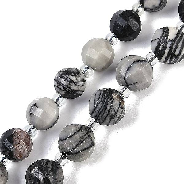 Natural Black Netstone Beads Strands