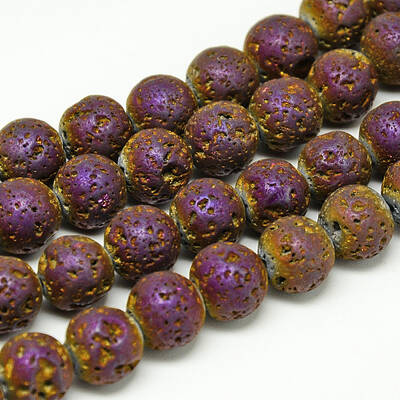 Electroplate Natural Lava Rock Beads Strands