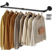 Clothes Rack, 36.2 Inch Industrial Pipe Wall Mounted Rack, Space-Saving Hanging Clothes Heavy Duty Detachable Garment Bar, Mu...