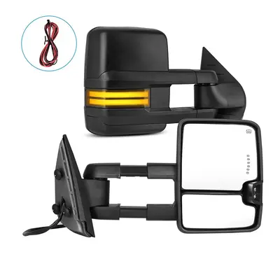 YITAMOTOR® 07-13 Chevy Avalanche Silverado Tahoe Suburban GMC Sierra Tow Mirrors Power Heated with Turn Signal