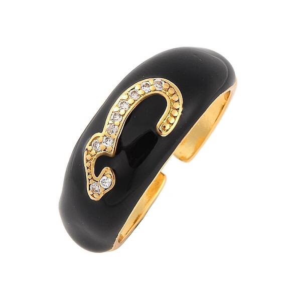 Number 3 Brass Micro Pave Clear Cubic Zirconia Open Cuff Rings