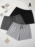 【Plus Size】 All Over Bow Print Pajama Shorts, Casual Comfy Sleep Shorts for Women, Women's Sleepwear for All Seasons, Lou...