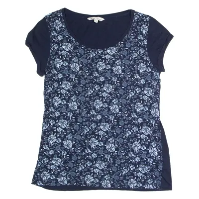 FAT FACE Floral Womens T-Shirt Blue Crew Neck UK 10