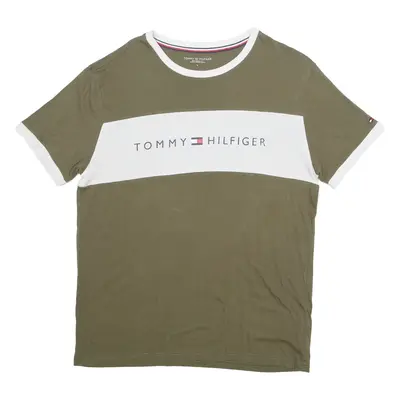 TOMMY HILFIGER Mens T-Shirt Green Crew Neck L