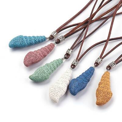 Adjustable Synthetic Lava Rock Pendant Necklaces