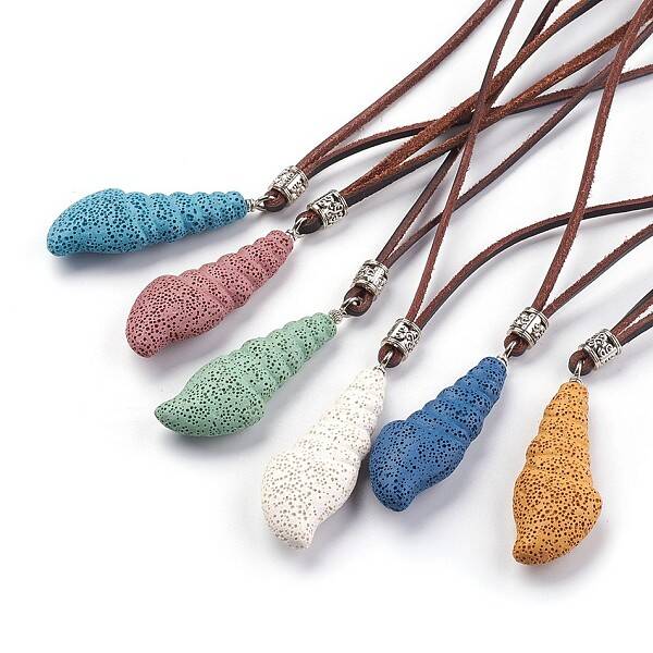 Adjustable Synthetic Lava Rock Pendant Necklaces