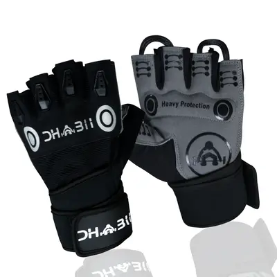 Dhabii Weight Lifting Gloves with Wrist Wraps, Premium Quality Amara Leather, Foam Padding, Available in Sizes S, M, L, XL, 1...