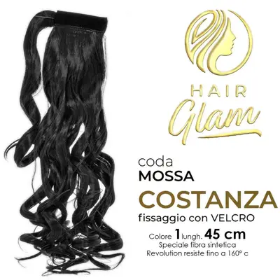HAIR GLAM COSTANZA WAVY PONY WITH VELCRO FIBER REVOLUTION Length 1 45cm