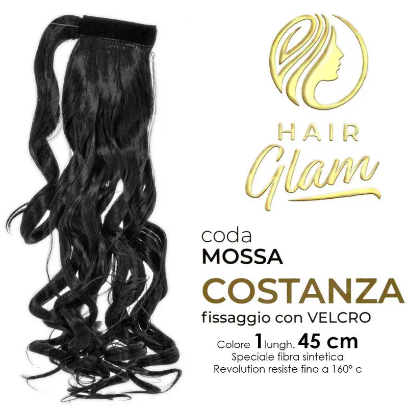 HAIR GLAM COSTANZA WAVY PONY WITH VELCRO FIBER REVOLUTION Length 1 45cm