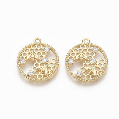 Brass Micro Pave Clear Cubic Zirconia Pendants
