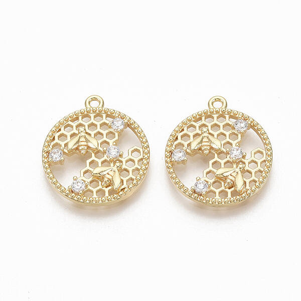 Brass Micro Pave Clear Cubic Zirconia Pendants