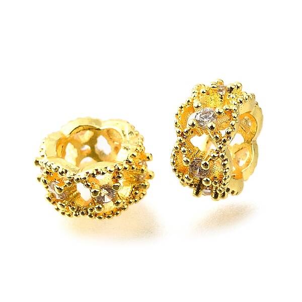 Column Brass Micro Pave Cubic Zirconia Spacer Beads