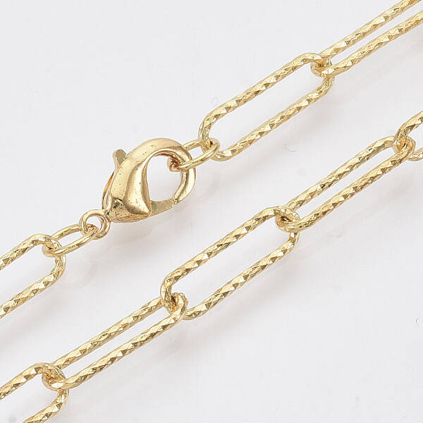 Brass Textured Paperclip Chain Necklace Making