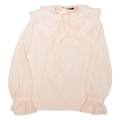 ZARA Sheer Womens Blouse Pink Long Sleeve S
