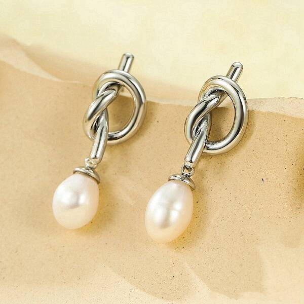 304 Stainless Steel knot Stud Earrings