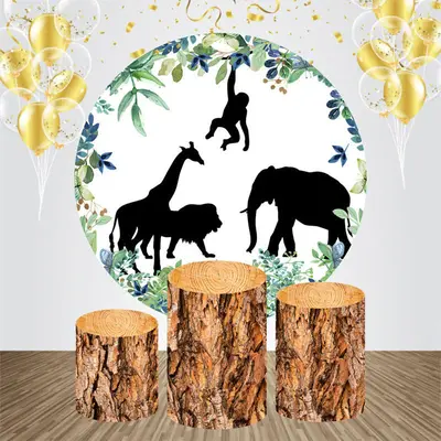 Safari Shadow Green Leaf Birthday Party Backdrop Kit - Aperturee