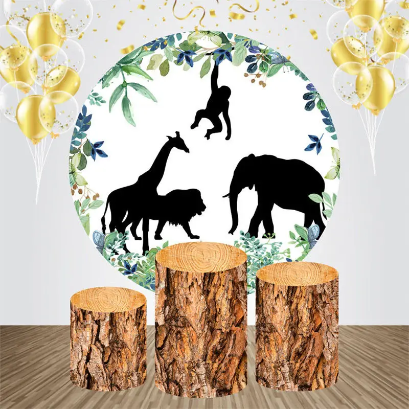 Safari Shadow Green Leaf Birthday Party Backdrop Kit - Aperturee