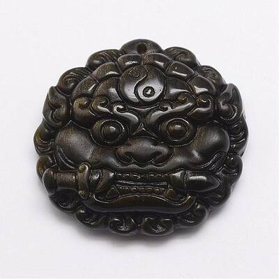 Feng Shui Natural Golden Sheen Obsidian Carven Pendants