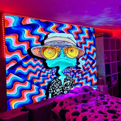 Fluorescent Wall Art Tapestry, Scenery Tapestry, Wall Hanging Tapestry for Living Room Bedroom Dorm Room, Party Supplies, Bed...