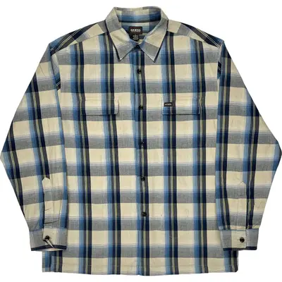 Guess Plaid Long Sleeve Shirt - Large - Blue Cotton