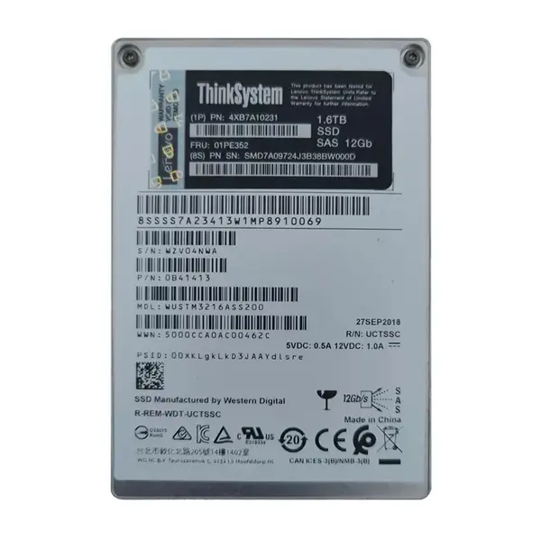 Lenovo 01PE352 | 1.6TB SAS 12Gb/s Hot Swap 2.5-Inch Internal Solid State Drive