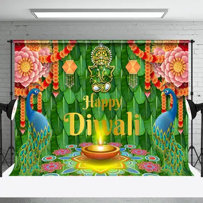 Aperturee Bunga Malai Ganesha Floral Mandala Diwali Backdrop - Aperturee