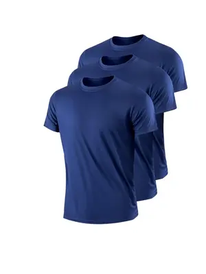 Men's Sports Tees, Breathable & Thin Quick Dry Solid Crew Neck Short Sleeve Loose Fit Fitness T-shirt, Men's Sportswear Clot...